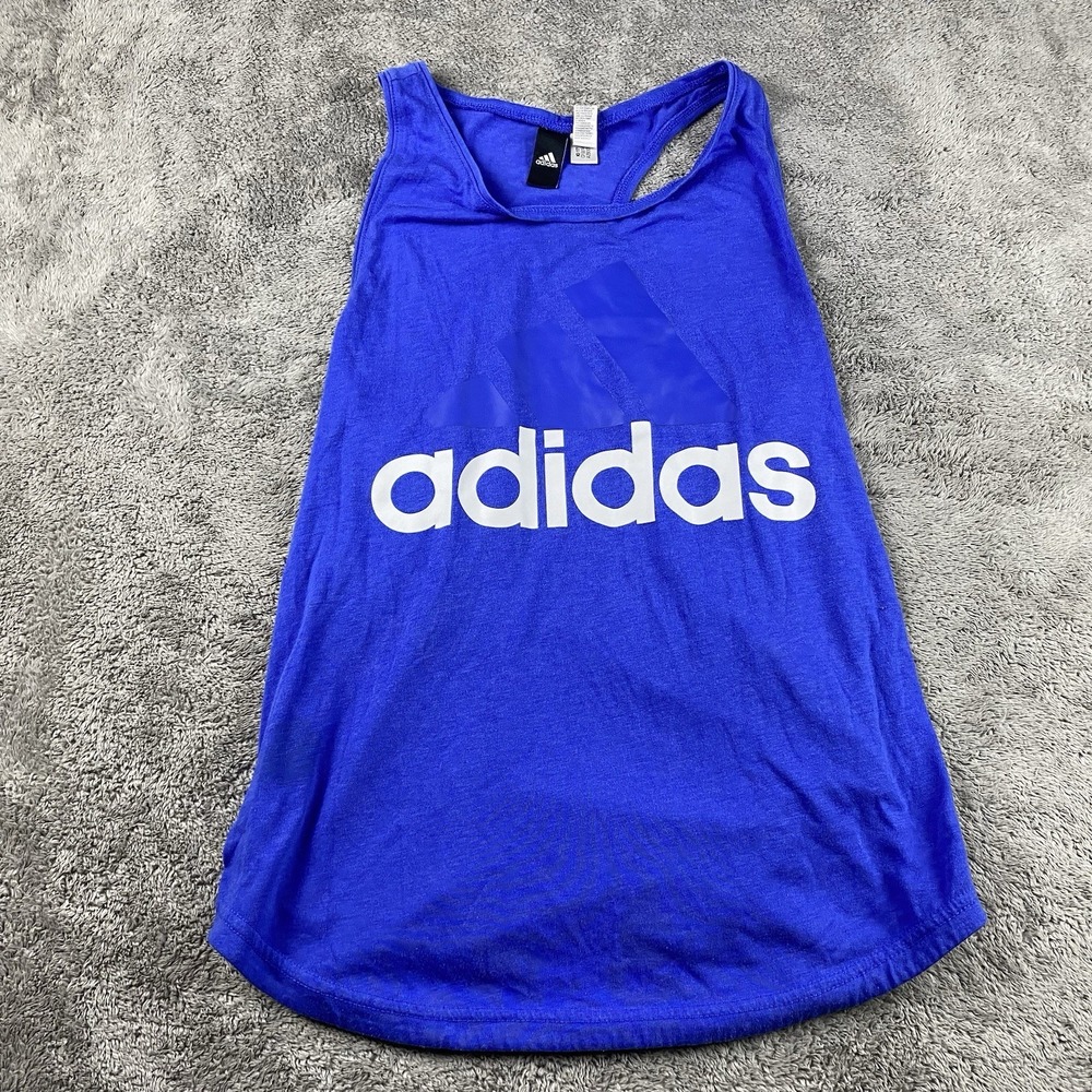 Adidas‎ Tank Top Shirt Womens XS Blue Running Open Back Yoga Stretch